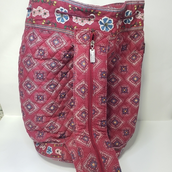 Americana by Sharif Large Quilted Drawstring Duffel Bag Travel Bag Backpack - Picture 10 of 12